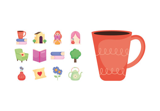 Colorful Home Designs House Cozy Illustrations Set