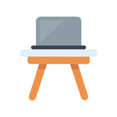 Fototapeta premium Stylized laptop on a small desk against a black background stock image