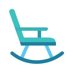 Isolated rocking chair with teal colors for calm relaxation and recreation