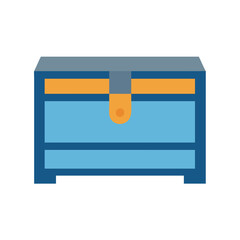 Stylized Treasure Chest Icon with Bold Colors on Black Background for App Design