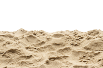 Close up of textured sand dunes against a black void isolated on transparent background