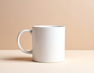 Obraz premium Minimalist white mug on a pastel background.