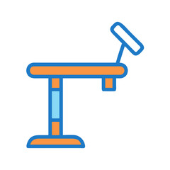 Orange and blue outline of a table-like structure against a black background