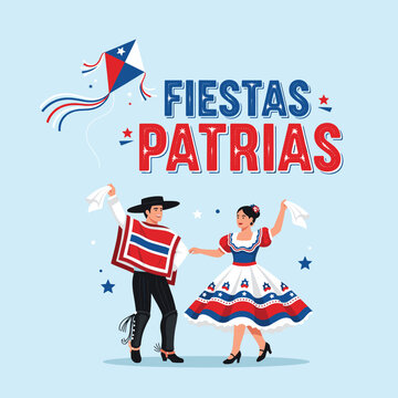 Couples Dancing Cueca Fiestas Patrias Chile
