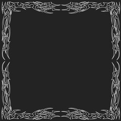 Tribal frame with intricate gothic lines, perfect for dark art, tattoo designs, and decorative borders