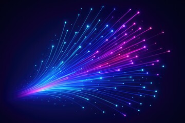 Naklejka premium Abstract Burst of Glowing Blue and Pink Light Streaks with Particles background bright