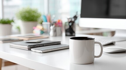 Obraz premium Modern office workspace with coffee