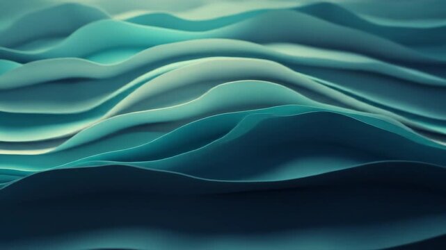 Gently Flowing Teal and Blue Waves Create a Serene Abstract Landscape Animation