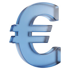 Obraz premium 3D Render of Blue Glass Euro Symbol, Transparent European Currency, Finance Graphic, Investment Sign, Transparent Money Icon, Euro design