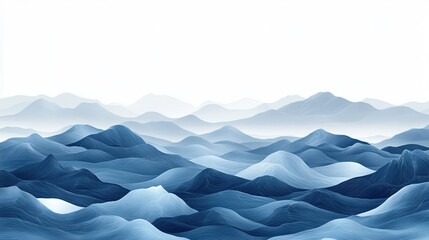 Obraz premium Blue Mountain Range Illustration with Minimalist Style for Background Use 