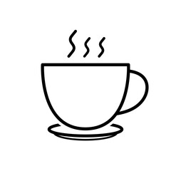 Coffee Cup Icon. Outline. Hot Beverage Isolated on Transparent Background.  Minimal. Vector Illustration