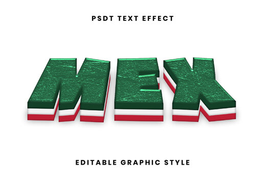 Green White Red Mexico Font Flag 3D Country Text Effect