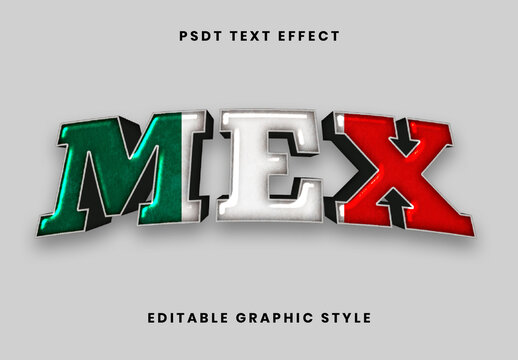 Green Red And White Mexico Font Flag 3D Glossy Patriotic Text Effect