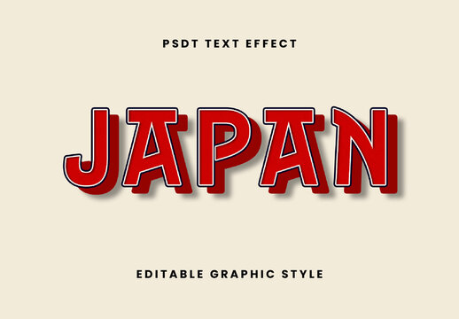 Red Japan Font Bold Outline Retro Font Text Effect
