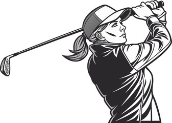 Realistic Women Playing Golf Illustration. Lifelike Female Golfers Swinging Artwork. Detailed Women Golfers Sports Illustration. Realistic Women Golf Players Artwork. Accurate Female Golf Swing