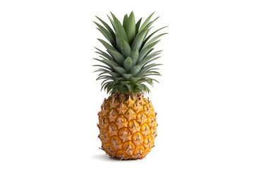 Fototapeta premium Whole pineapple with green leaves isolated on white background