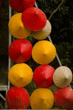 Popular headgear of Vietnamese people. Van Long. Ninh Binh Province. Vietnam.