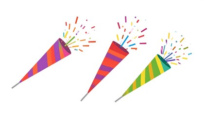 Colorful Party Poppers Exploding. (1)