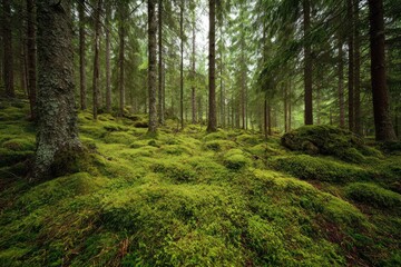 Fototapeta premium Lush mossy forest floor