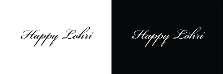Happy  lohri  Celebration Poster with text.  Vector illustration. isolated on white and black background. EPS 10 .