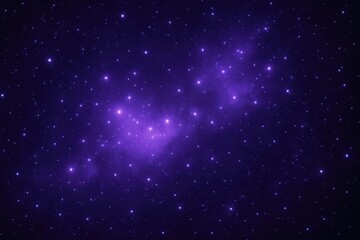 Fototapeta premium Deep purple night sky filled with glowing stars and a luminous nebula cluster space
