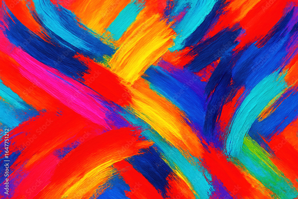 Aufkleber dynamic abstract painting with bold intersecting brush strokes in vivid colors background