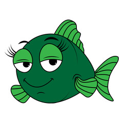 Fototapeta premium Cute Fish Animal Cartoon Illustration