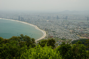 Da Nang city from Ban Co peak. Vietnam.