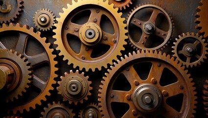 Intricate Interlocking Mechanical Gears Machine Work Background