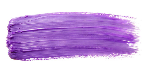 Vivid Purple Paint Brush Stroke with Textured Finish and Fine Droplets smear isolated on a transparent background