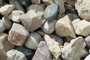 The photo shows a close-up of crushed stone