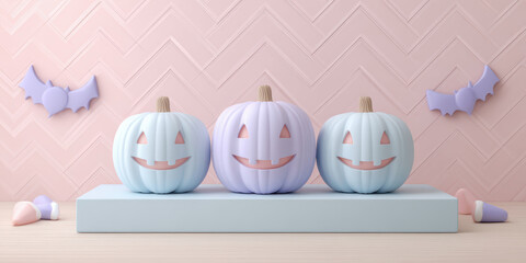 Spooky halloween party banner with treats pumpkins and bats for savings on decorations