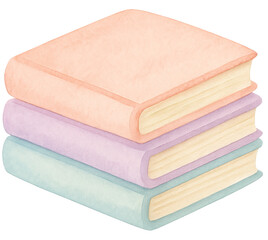 Pastel Watercolor Stack of Bedside Books PNG
