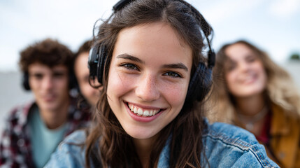 Teenagers with headphones.