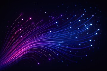 Glowing Fiber Optic Strands in Pink and Blue on a Dark Background fiber optics light