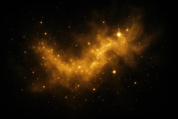 Golden Nebula With Twinkling Stars In Deep Space galaxy cosmos