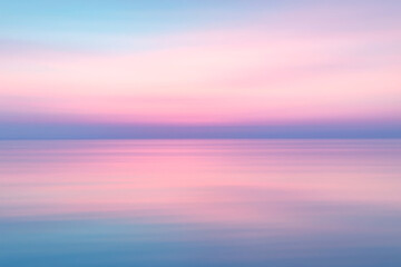 Obraz premium Peaceful Ocean Horizon with Soft Pink and Blue Sky and Water Texture pastel