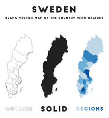 Sweden map. Borders of Sweden for your infographic. Vector country shape. Vector illustration.