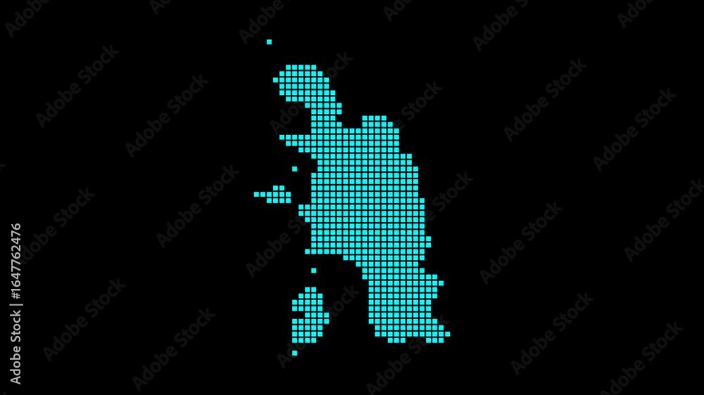 Poster pangkor island digital map. map of pangkor island in dotted style. border shape filled with rectangl