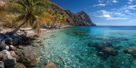 Obraz premium Tropical beach panorama with turquoise water
