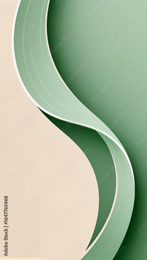 Poster curved layers of soft colors create a serene abstract composition