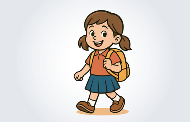 Happy School Kids Mascot Cartoon Vector Template