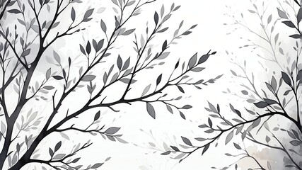 Fototapeta premium Abstract watercolor style art combination of art gray and white themed background. Tree branches textured art with sense of colors
