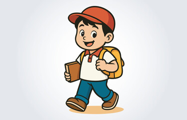 Happy School Kids Mascot Cartoon Vector Template