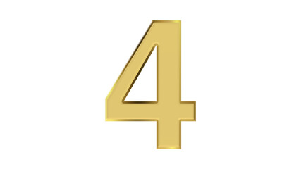 Obraz premium The number 4 with 3d shiny gold foil effect