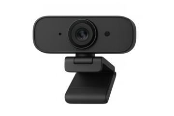 Black webcam on transparent background, ready for streaming and video conferencing