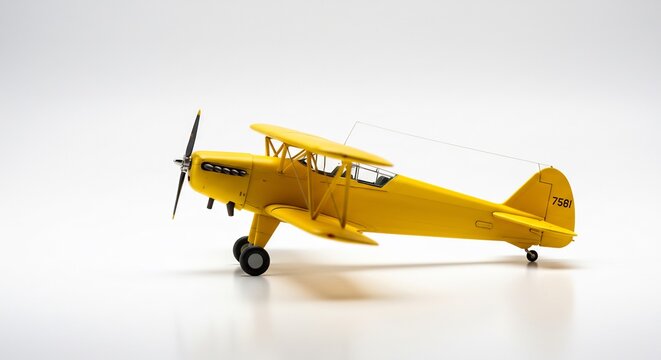 Avion jaune miniature brillant eclairage doux studio modelisme precis. AI Generated