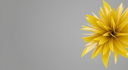 Vibrant yellow abstract geometric burst on a clean grey background, modern design