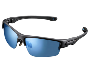 Sport wrap sunglasses blue lens black frame outdoor gear protective eyewear modern style unisex accessory lightweight reflective comfortable fit