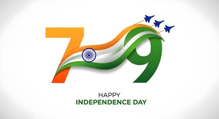 Obraz premium Creative 79th Independence Day Logo – Patriotic Anniversary Design